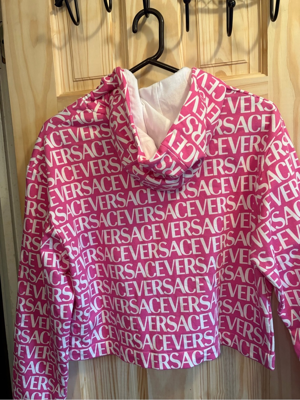 Versace Pink All-Over Logo Zip Hoodie sweatshirt - Picture 5 of 8